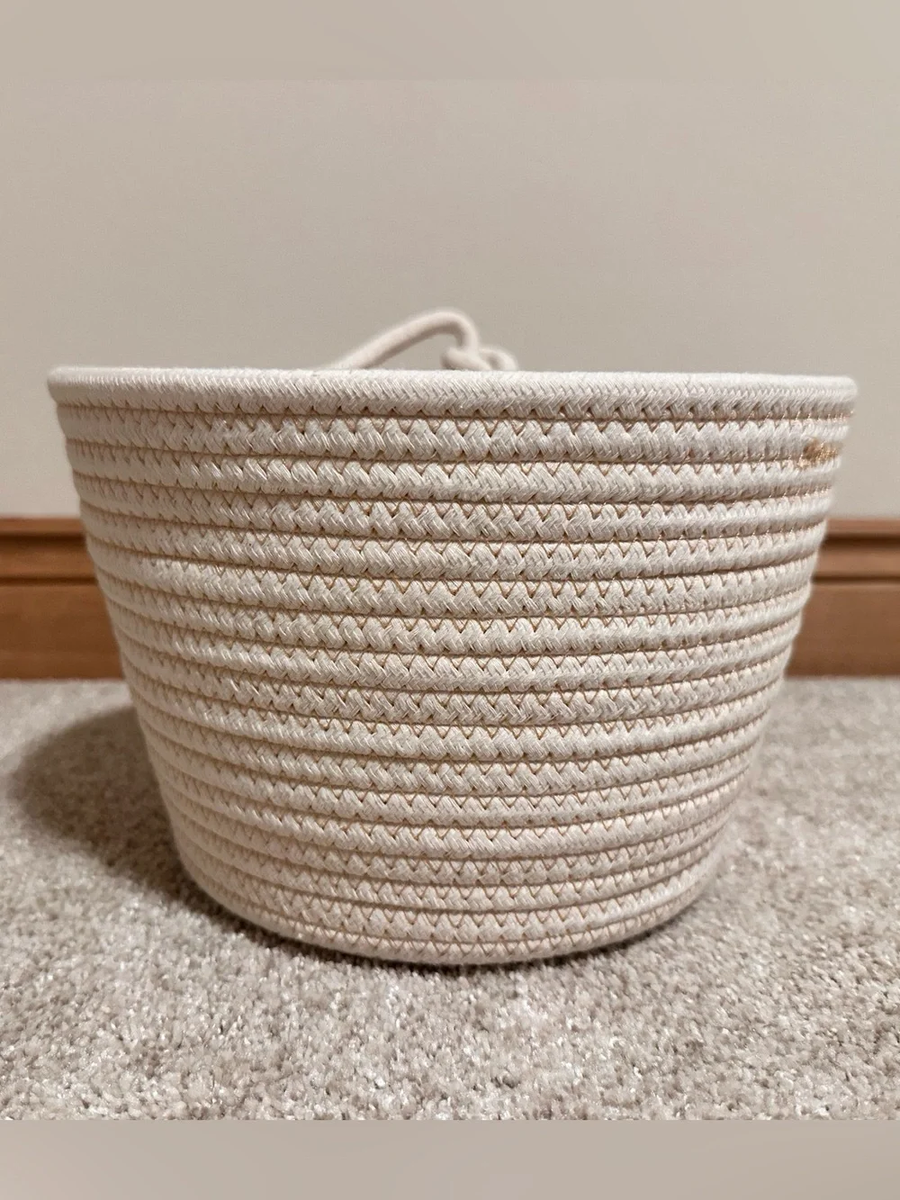 Cream Woven Rope Storage Basket - Versatile Home Accent